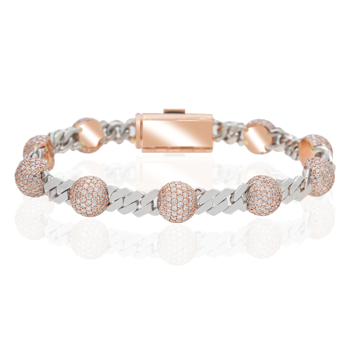 Pulsera de bola cubana de diamantes