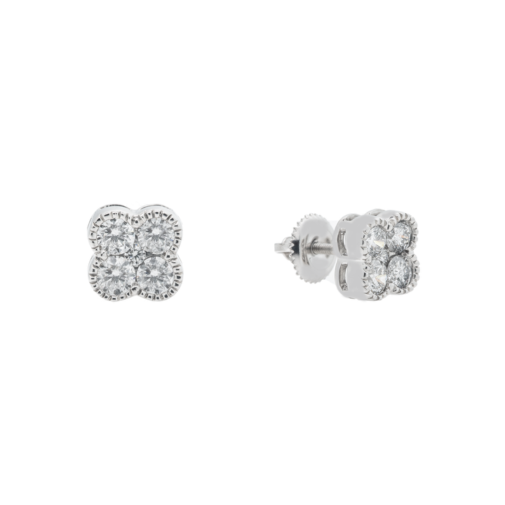 Pendientes de trébol de diamantes