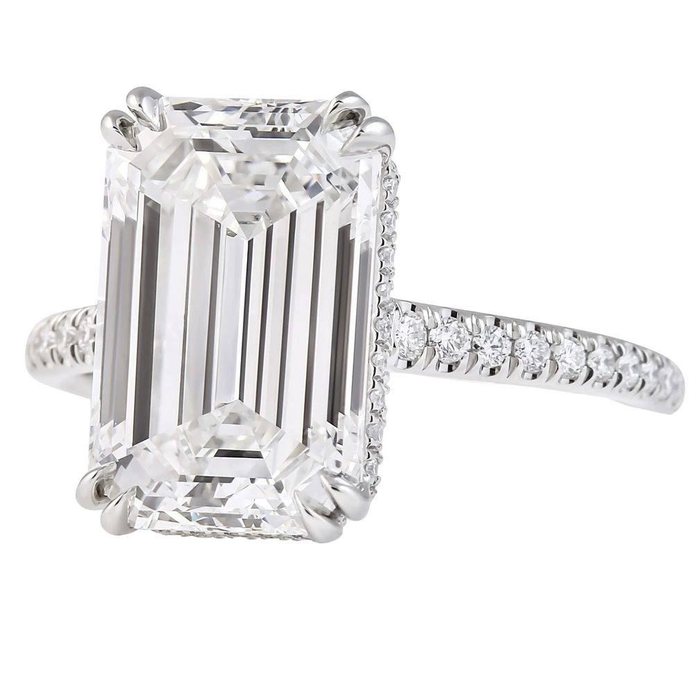 Emerald Cut Diamond Pave Ring
