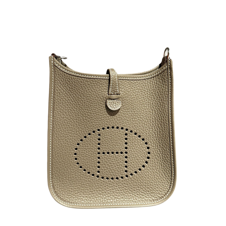 Hermès Evelyne 16 Amazone Piel de Becerro Clemence Etoupe Azul Índigo Herrajes Paladio