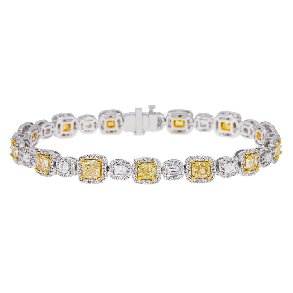 Pulsera de diamantes amarillos de fantasía