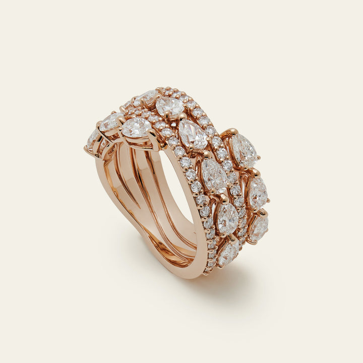 Mixed-Cut Diamond Twist Ring - View 4