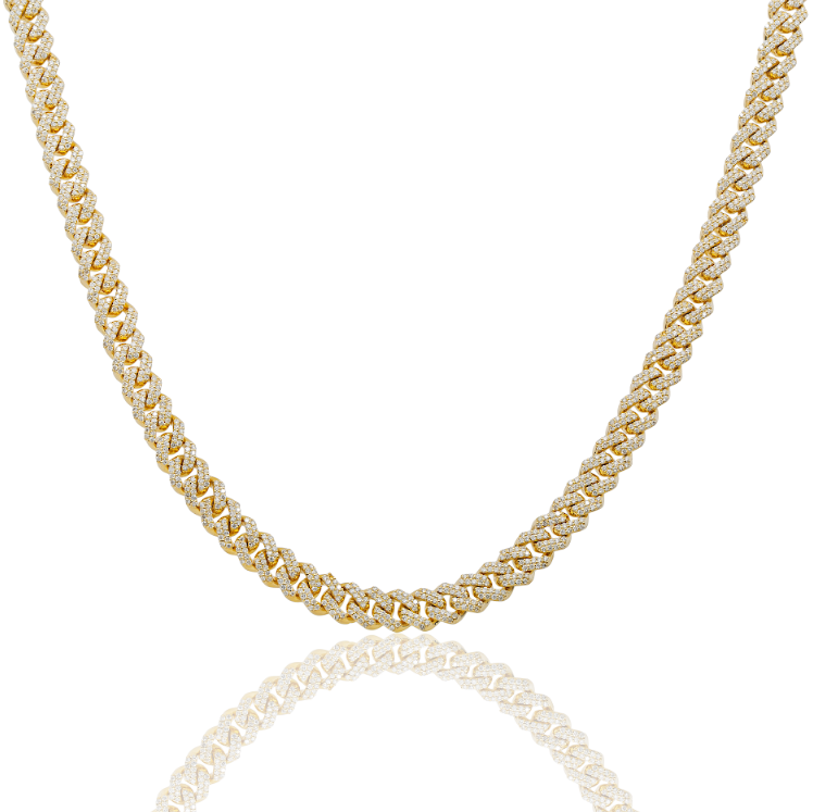 Cadena cubana de eslabones pequeños con diamantes