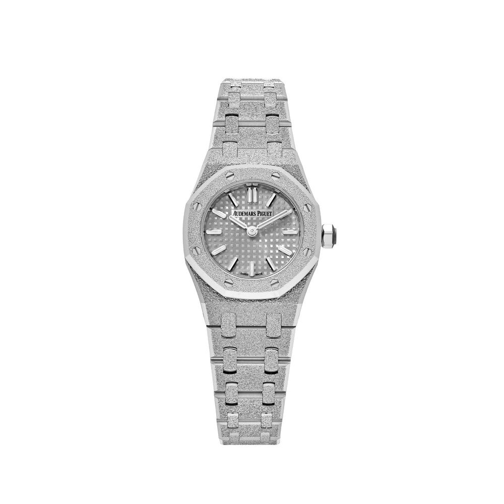Audemars Piguet Royal Oak 67630BC.GG.1312BC.01-B 'Mini' de oro blanco esmerilado con esfera gris