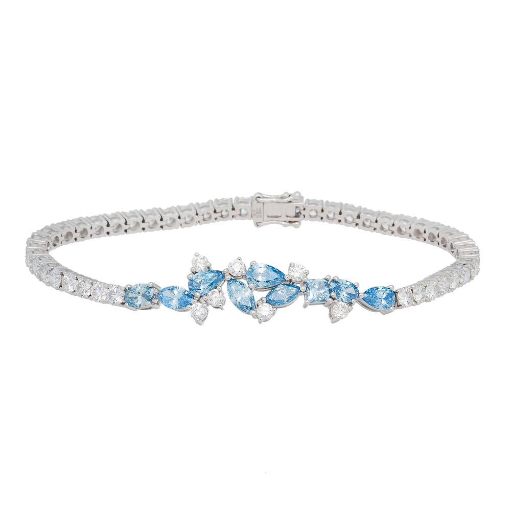 Pulsera de diamantes azules y blancos