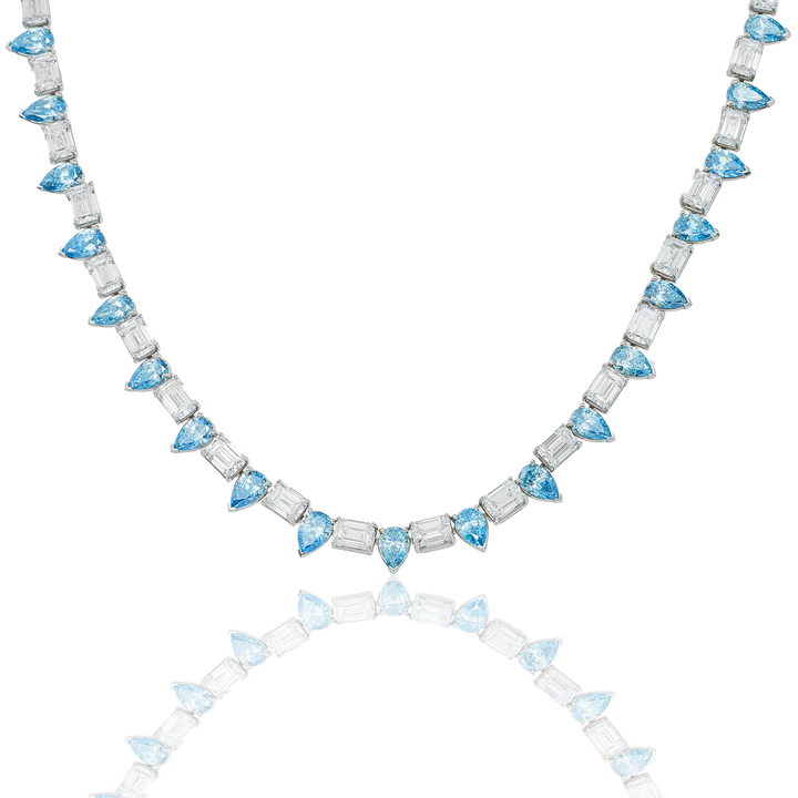 Collar de tenis de diamantes azules