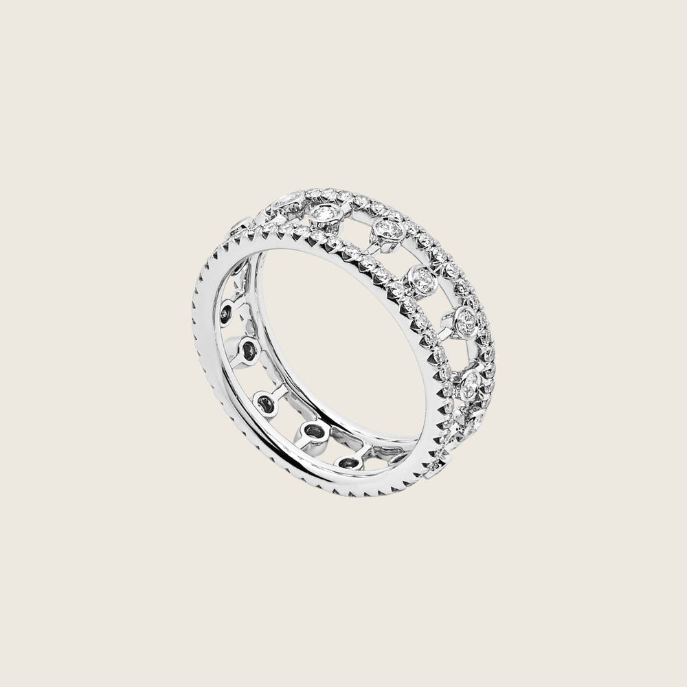 De Beers Dewdrop Band in White Gold - View 2