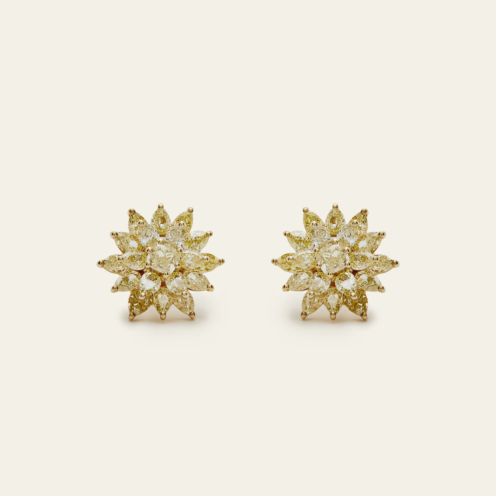 Yellow Diamond Dahlia Earrings - View 3