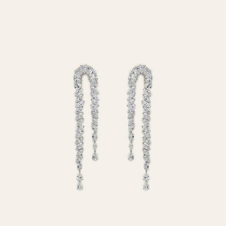Elegant Cascade White Gold Diamond Earrings
