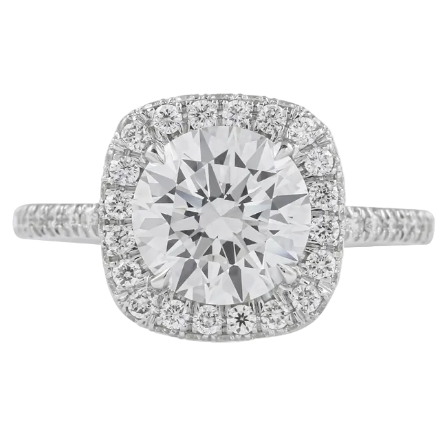 Round Cut Diamond Cushion Halo Ring