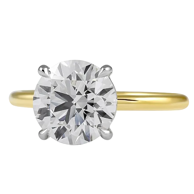 Round Cut Diamond Two Tone Solitaire Ring