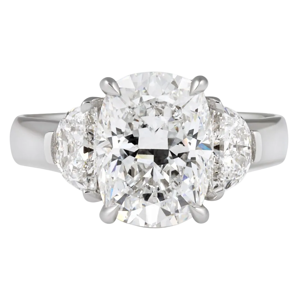 Cushion Diamond Wide Band Three-Stone