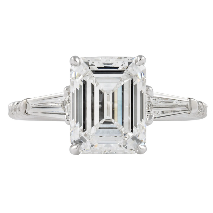 Emerald Cut Pavé Three-Stone Diamond