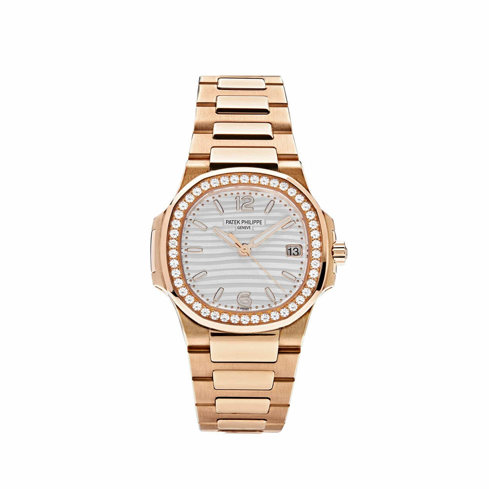 Patek Philippe Nautilus 7010/1R-011 'Ladies' Cuarzo Oro Rosa Bisel de Diamantes