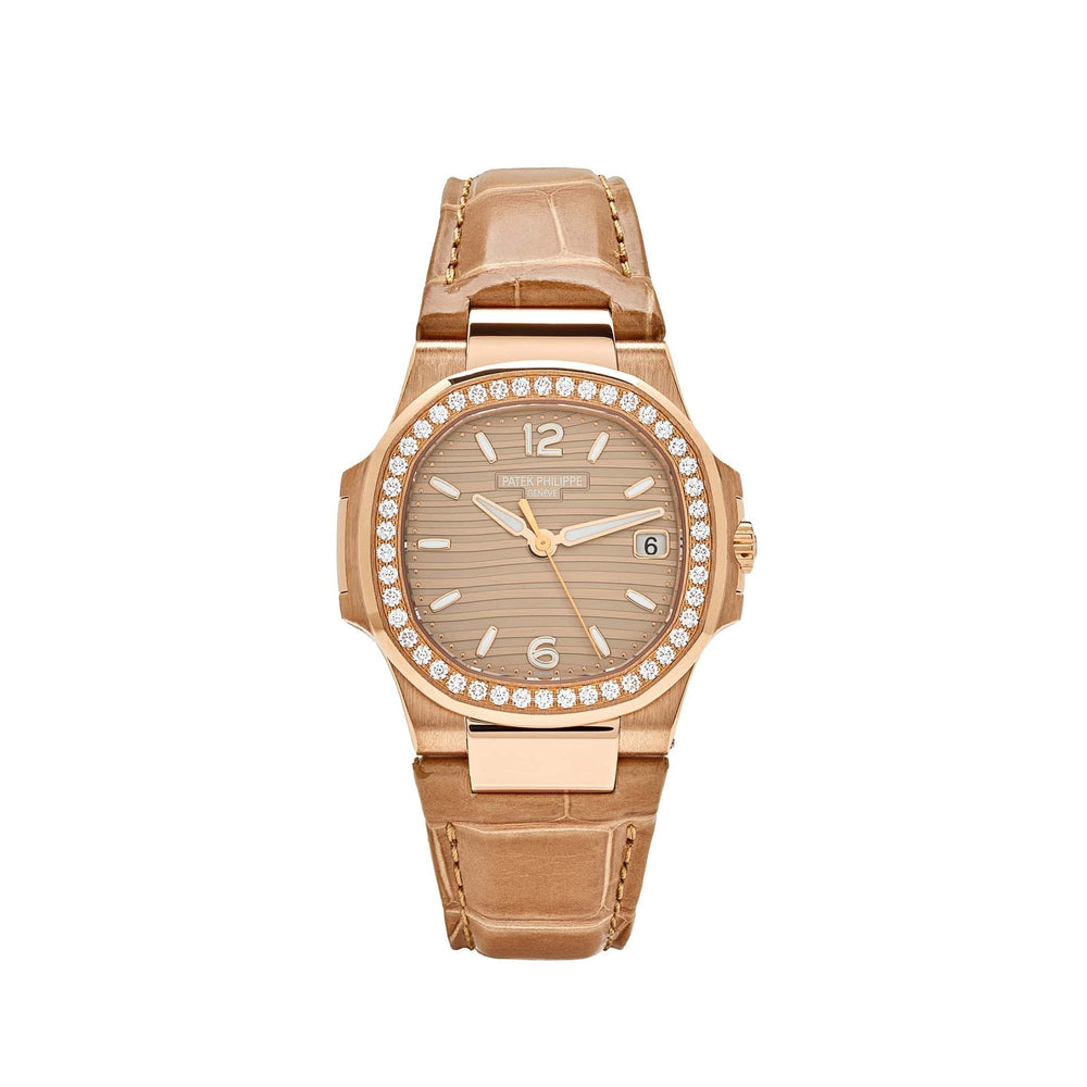 Patek Philippe Nautilus 7010R-012 Cuarzo "Dama" Oro Rosa Bisel de Diamantes
