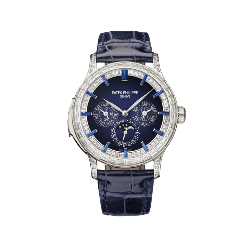 Patek Philippe Grand Complications 5374/300P-001 Perpetual Calendar Minute Repeater Diamond Set Platinum Case Blue Dial Sapphire Markers - View 6