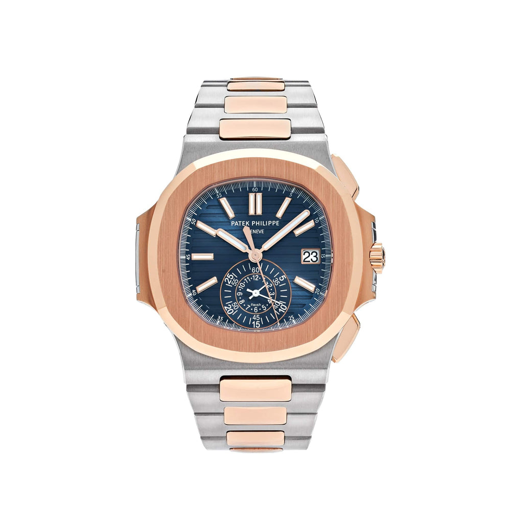 Patek Philippe Nautilus 5980/1AR-001 Chronograph Stainless Steel Rose Gold Blue Dial (2023) - View 13