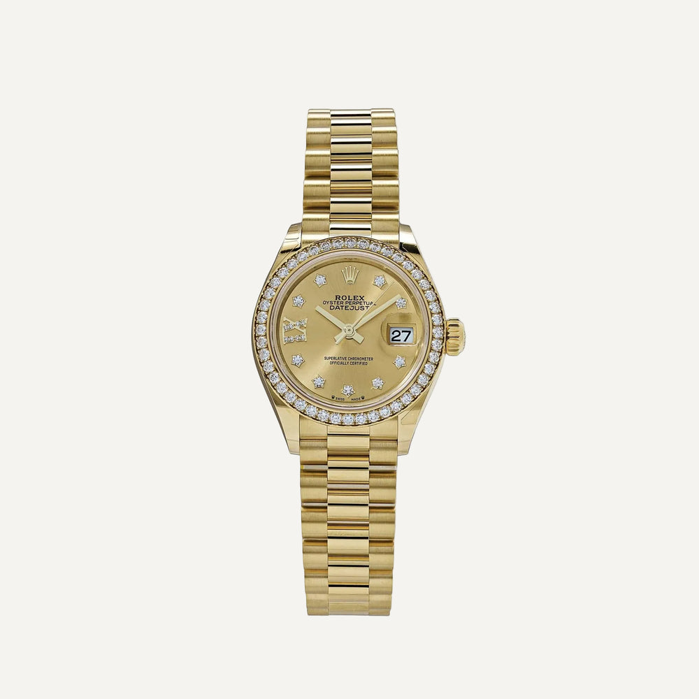 Rolex Datejust 279138RBR 'Ladies' Yellow Gold Champagne Diamond Dial President (2022) - View 5