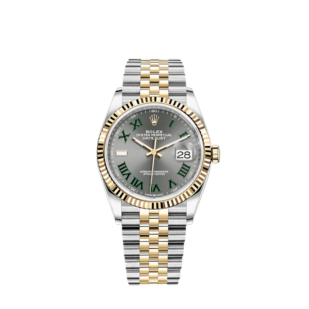 Rolex Datejust 126233 'Wimbledon' Stainless Steel Yellow Gold Slate Dial Jubilee (2021) - View 12