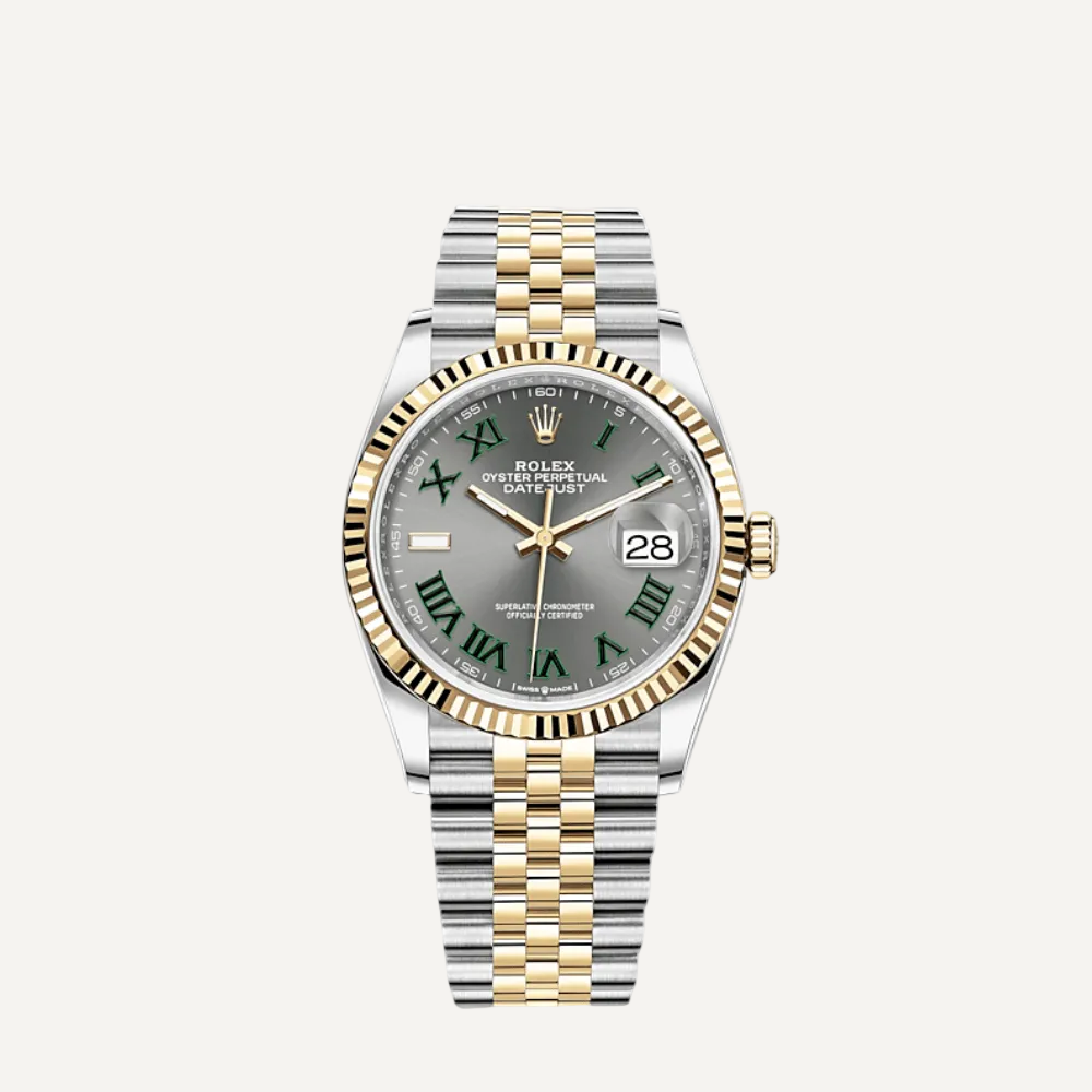 Rolex Datejust 126233 'Wimbledon' Stainless Steel Yellow Gold Slate Dial Jubilee (2021) - View 12