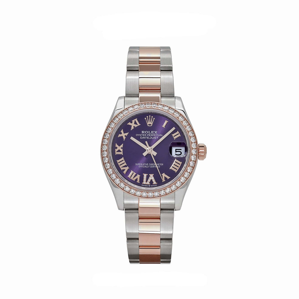 Rolex Datejust 278381RBR 'Ladies' Stainless Steel Rose Gold Aubergine Purple Dial Diamond Bezel Oyster (2022) - View 13