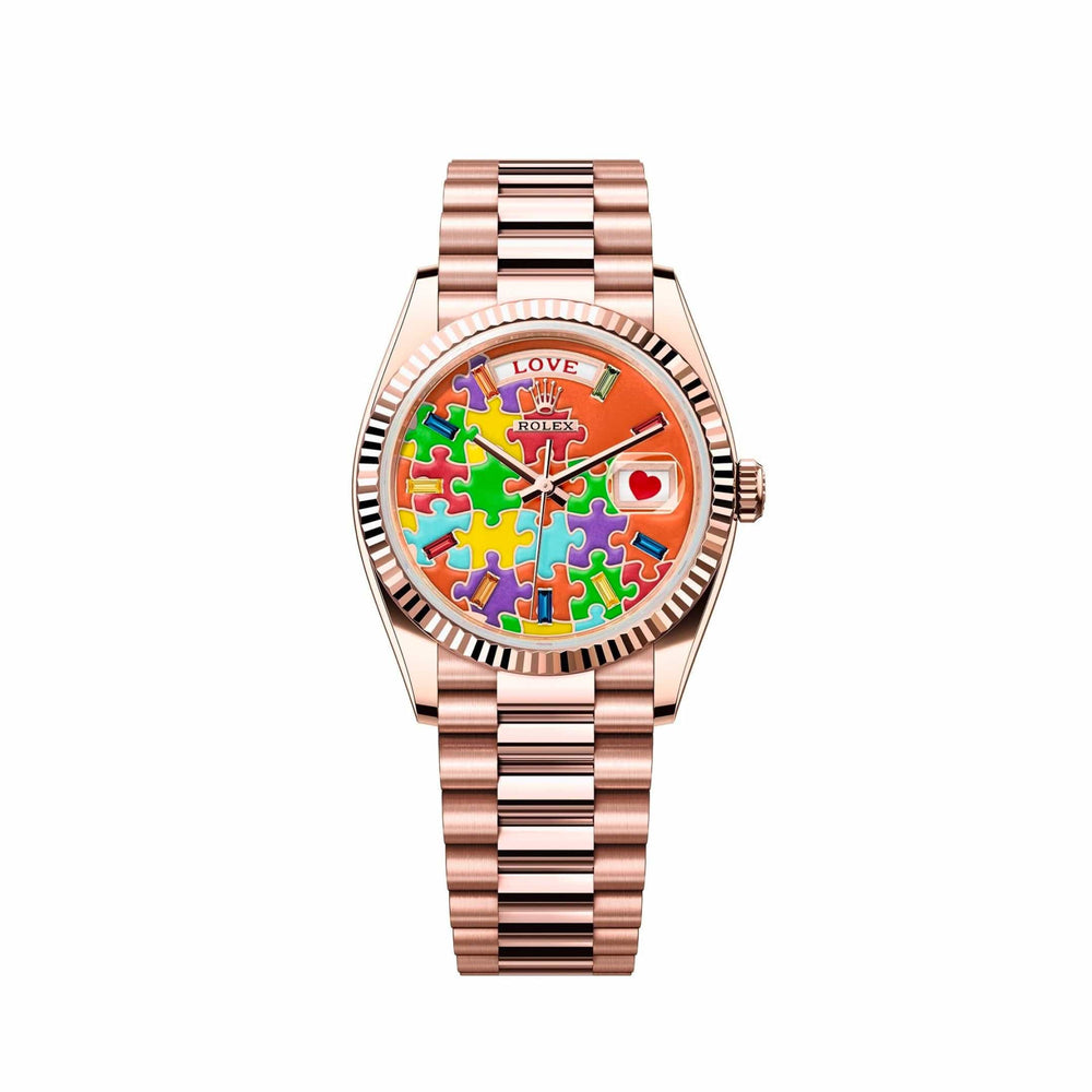 Rolex Day-Date 128235-0063 'Emoji Puzzle' Rose Gold - View 2