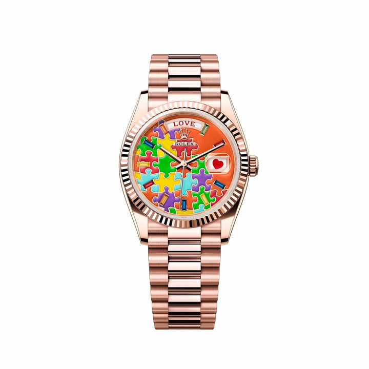 Rolex Day-Date 128235-0063 'Emoji Puzzle' Rose Gold - View 2