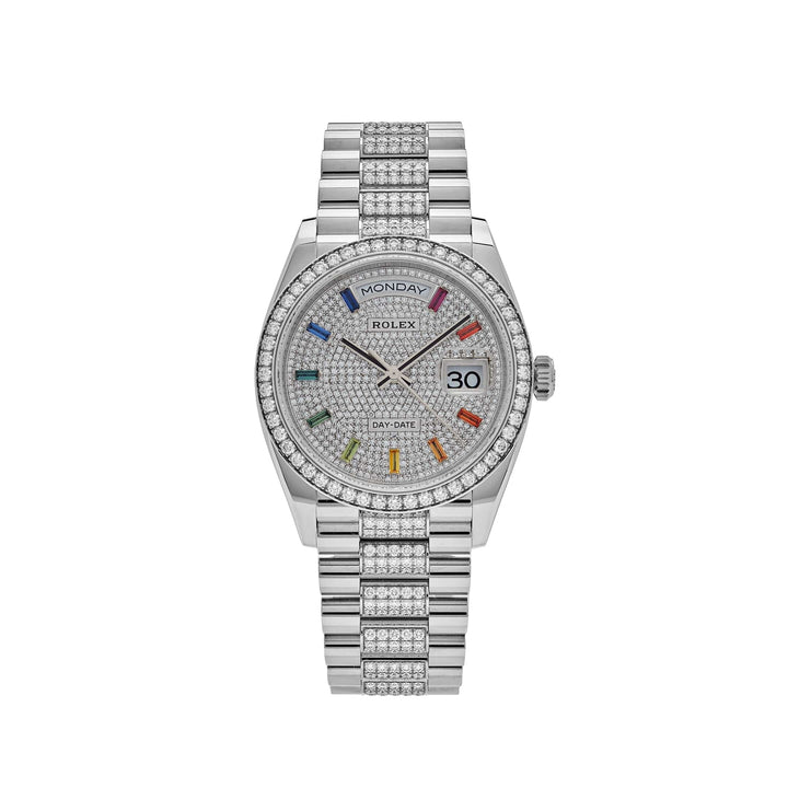 Rolex Day-Date 128349RBR White Gold Diamond Bezel Diamond-Paved Set - View 13
