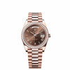 Rolex Day-Date 228235 Rose Gold Chocolate Roman Dial Diamond Bezel