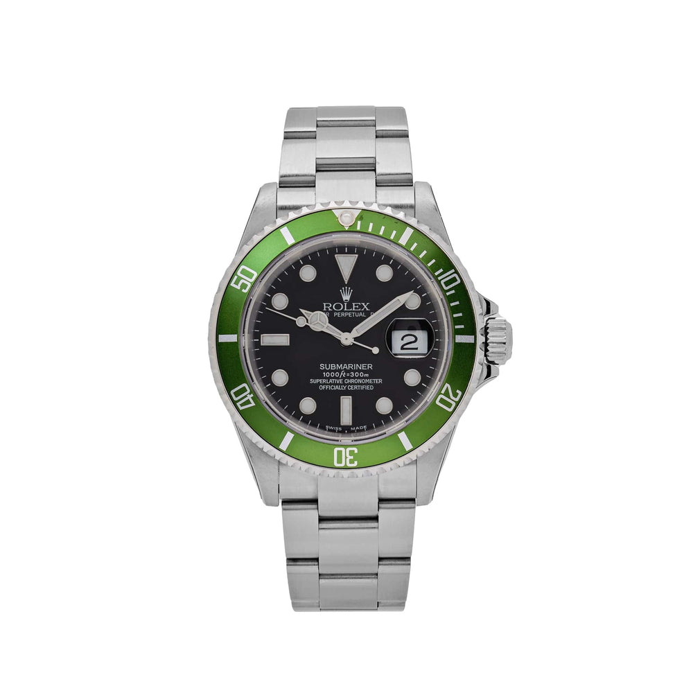 Rolex Submariner Date 16610LV 'Kermit' Bezel Flat 4 Stainless Steel Black Dial Oyster (2003) - View 13