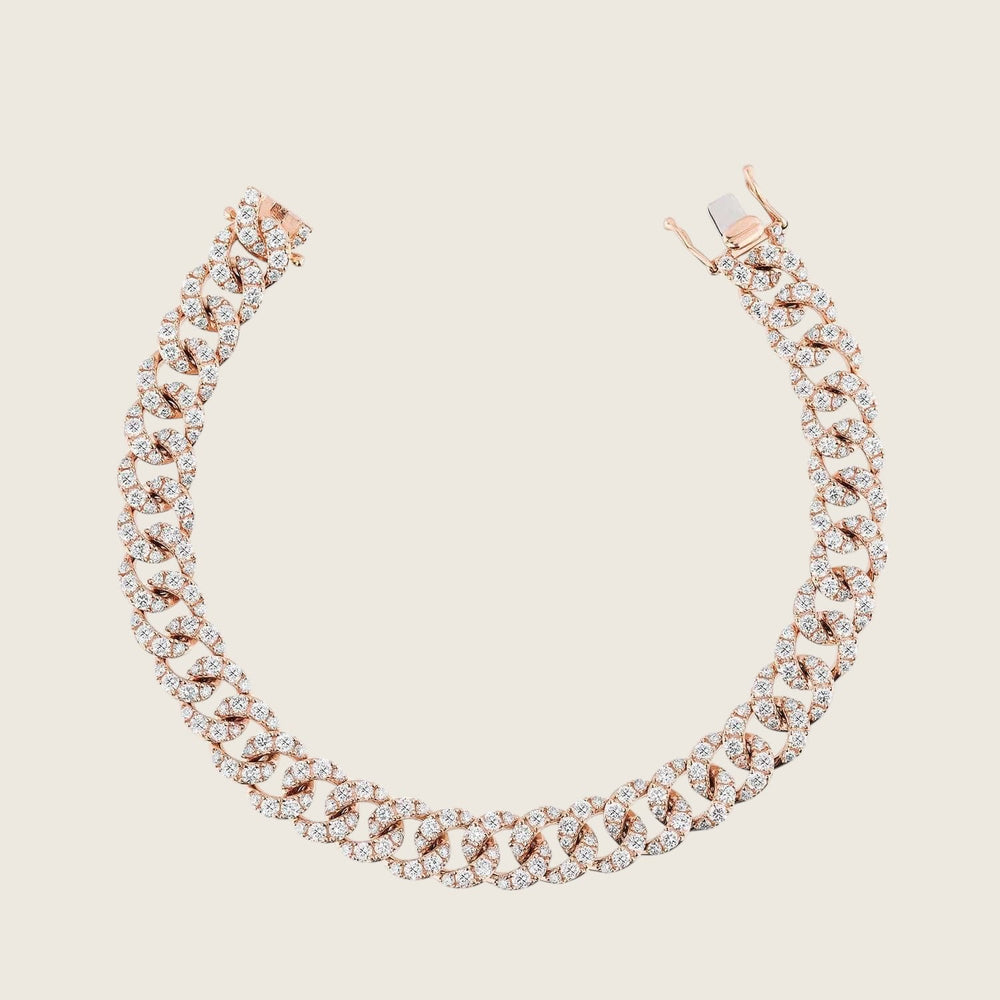 Rose Gold and Diamond Cuban Link Bracelet - View 4