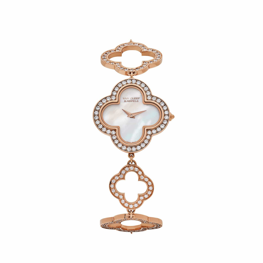 Van Cleef & Arpels Alhambra 2365149 'Ladies' Vintage Rose Gold White Mother of Pearl Dial Quartz Watch - View 13