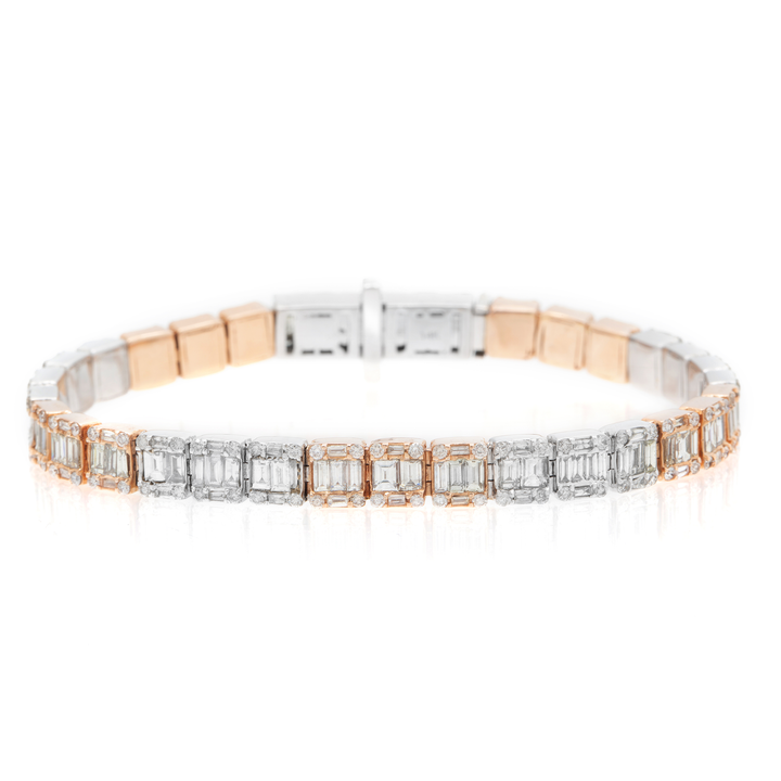 Pulsera de baguette de dos tonos