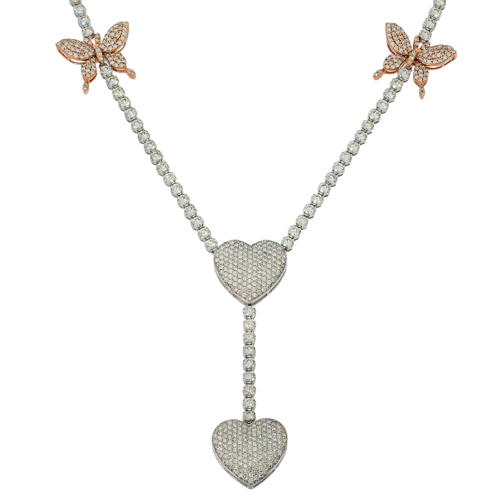 BUTTERFLY & HEART DIAMOND NECKLACE - View 2