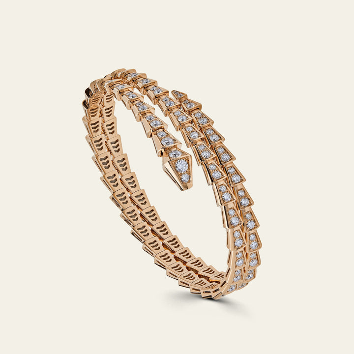 BVLGARI Serpenti Viper Two-Coil Rose Gold Full Pavé Diamonds Bracelet 357270 - View 3