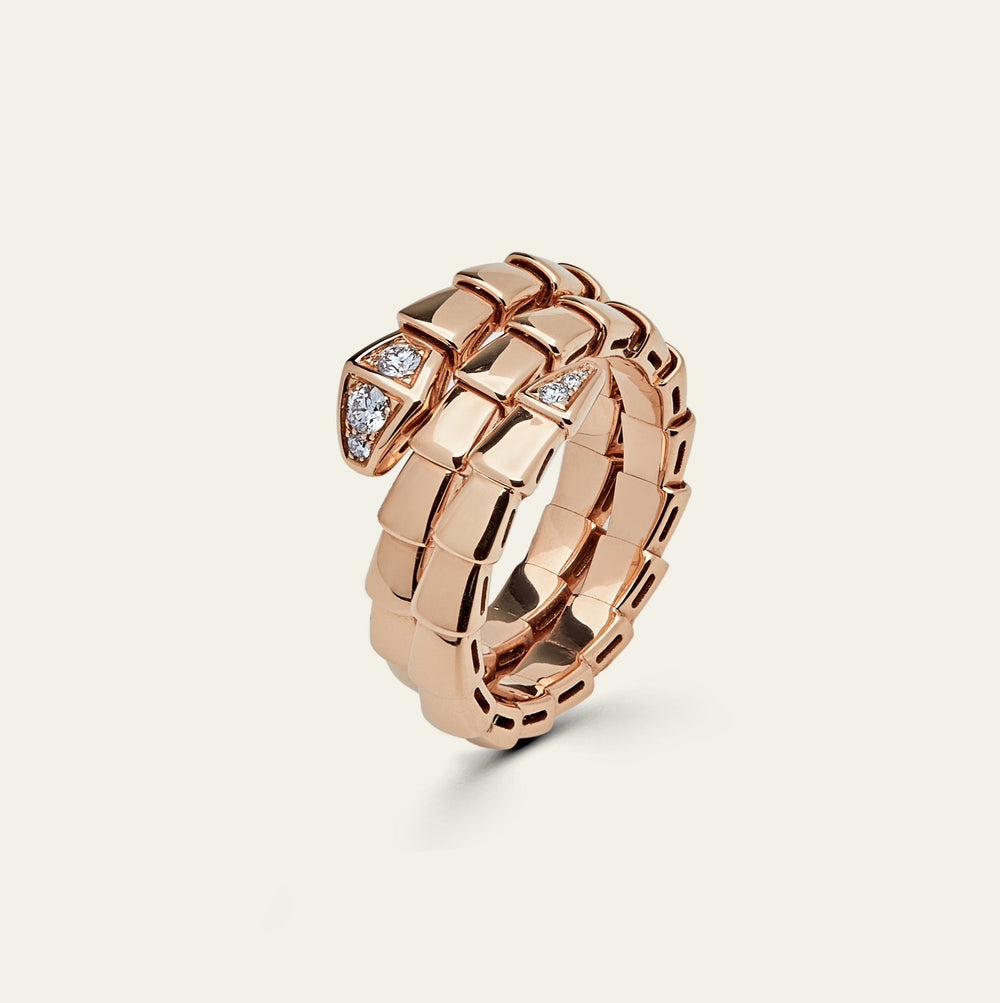 BVLGARI Serpenti Viper Ring Rose Gold and Diamonds 357876 - View 2