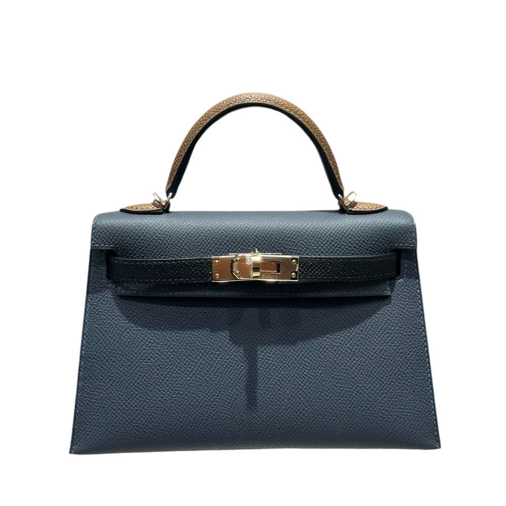 Hermès Kelly 20 Sellier Mini Tricolore Epsom Gris Misty Noir Alezan Permabrass Hardware