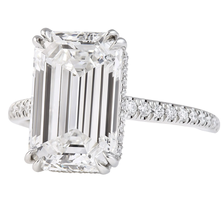 Emerald Cut Diamond Pave Ring