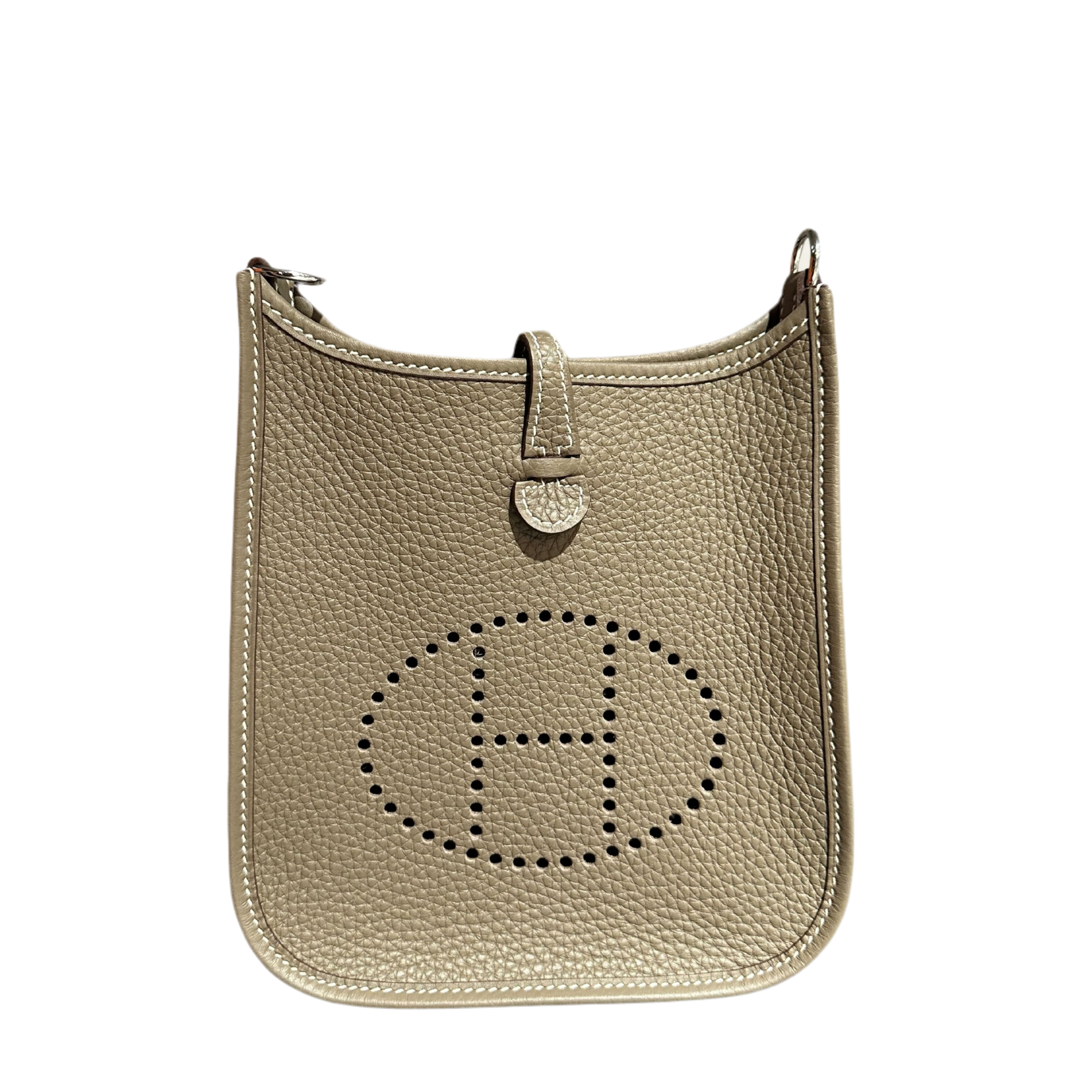 Hermès Evelyne 16 Amazone Clemence Calfskin Etoupe Bleu Indigo Palladium Hardware