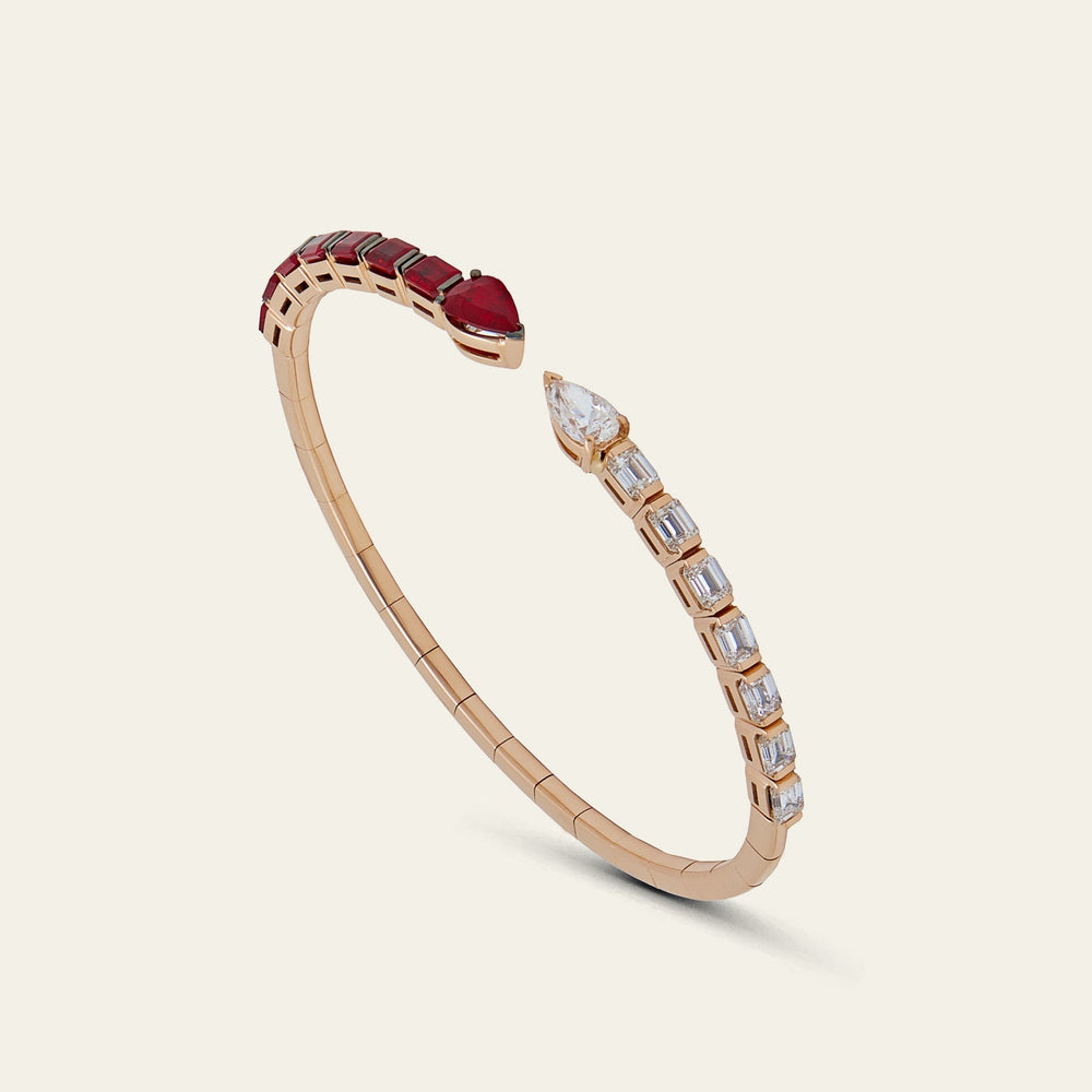 Diamond and Ruby Cuff Bracelet - View 3