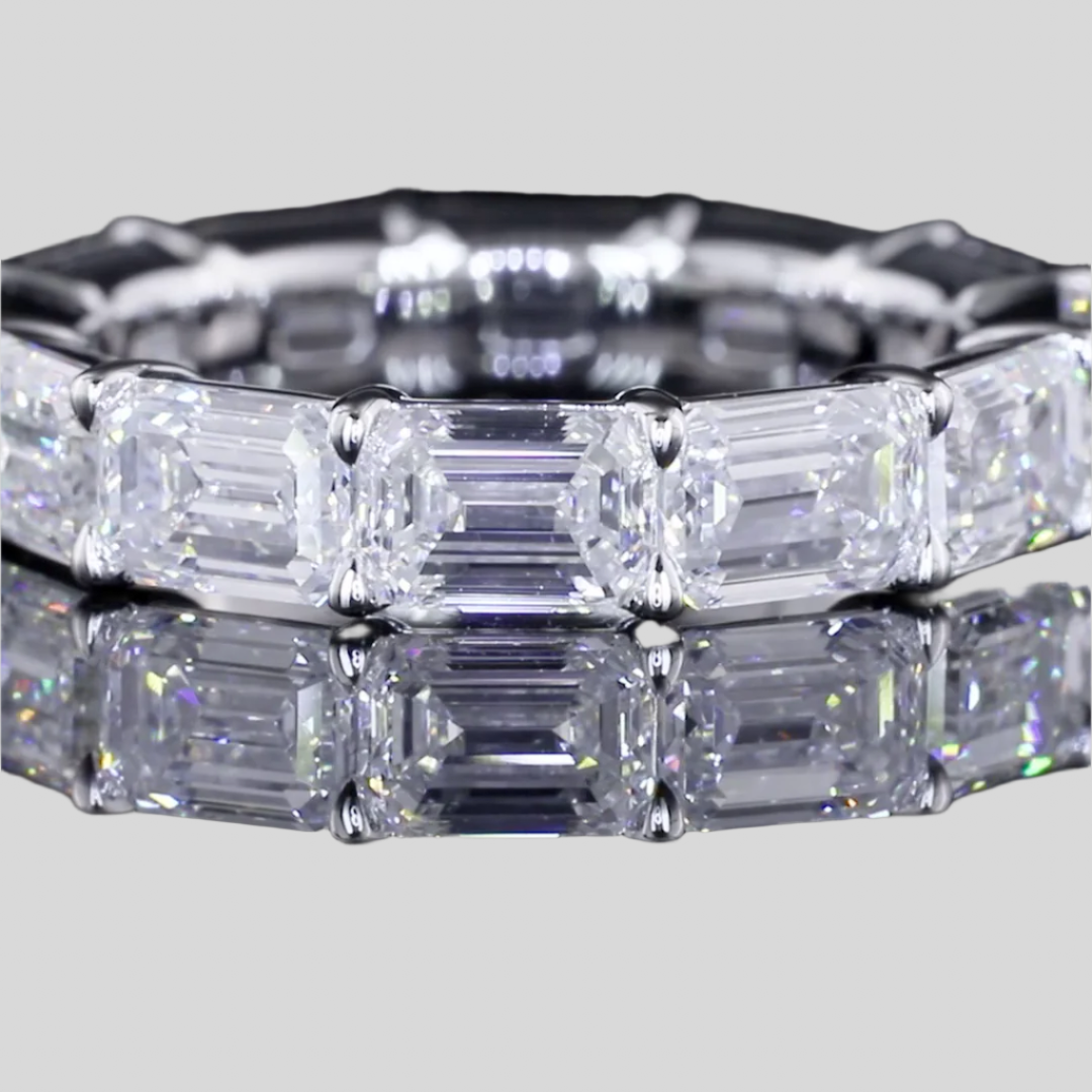6.02 Carat Emerald Diamond Eternity Ring