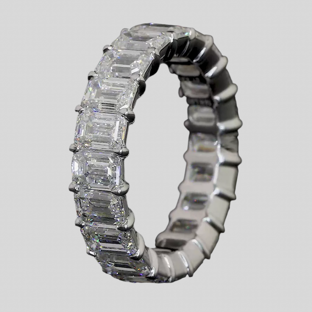 9.19 Carat Emerald Diamond Eternity Ring