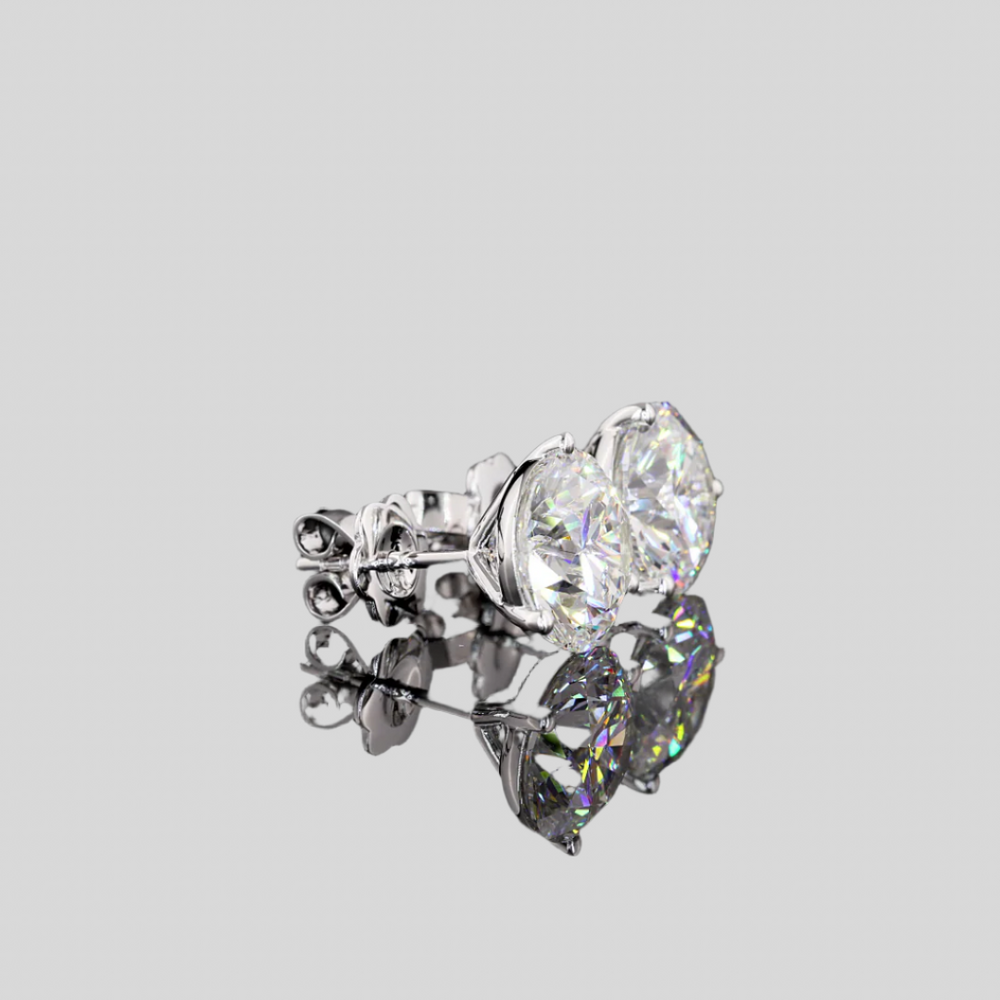 8.05 Carat Round Diamond Stud Earrings