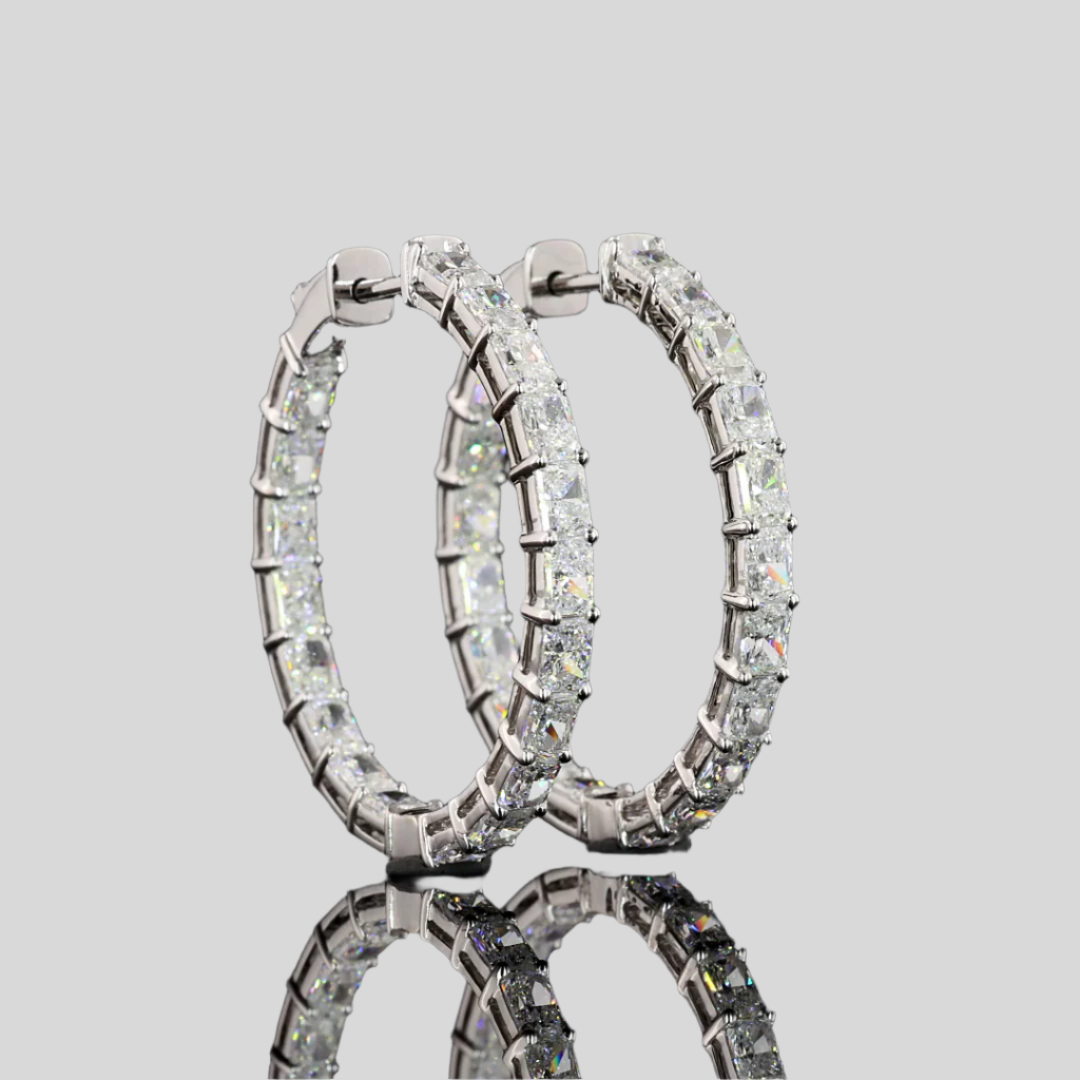 3.95 Carat Diamond Hoop Earrings