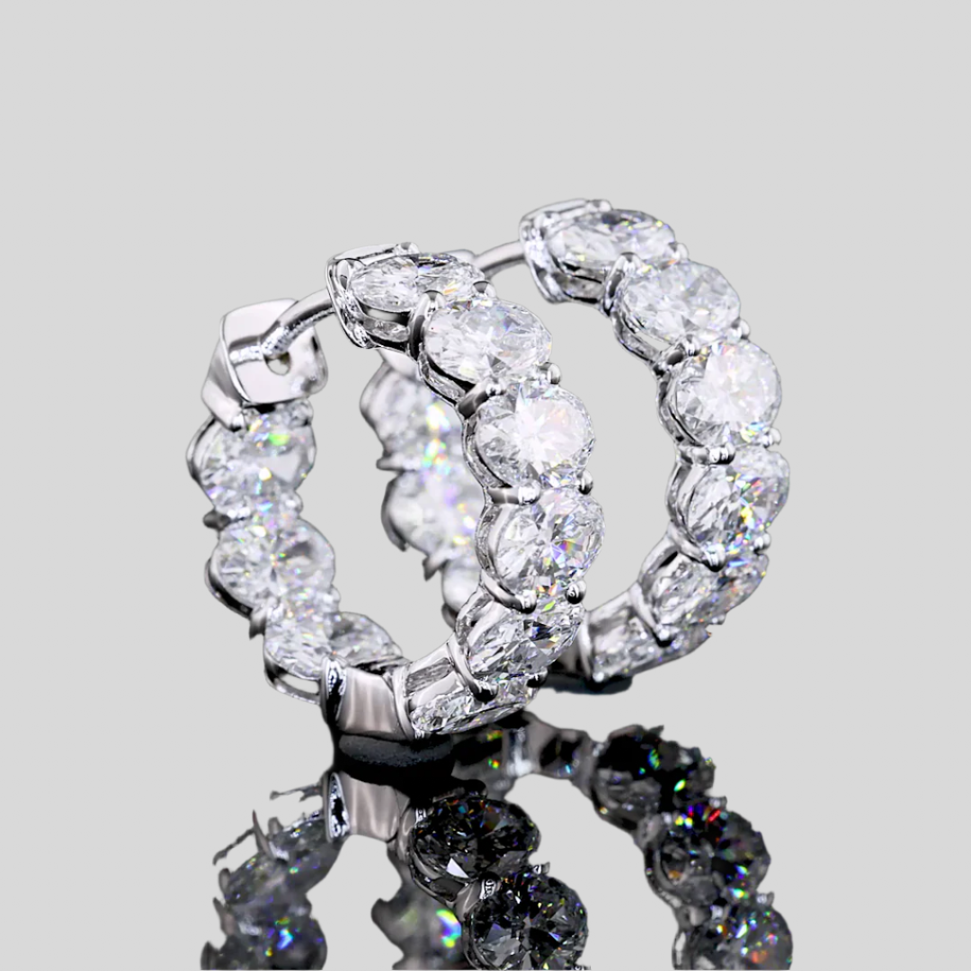 3 Carat Oval Diamond Huggie Earrings