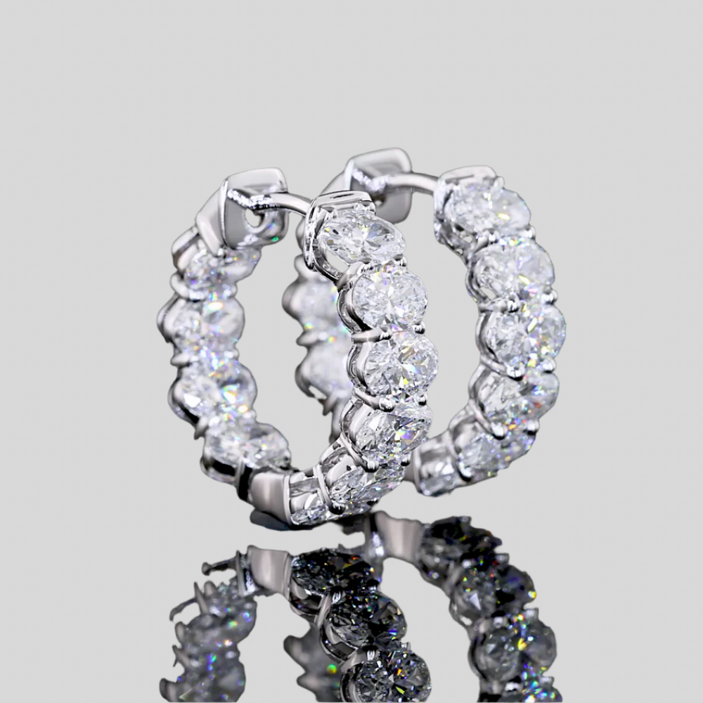1.9 Carat Oval Diamond Huggie Earrings
