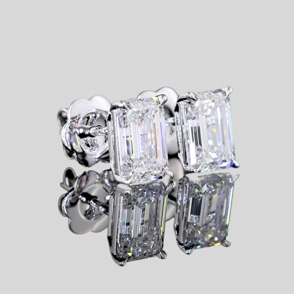 2.51 Carat Emerald Diamond Stud Earrings