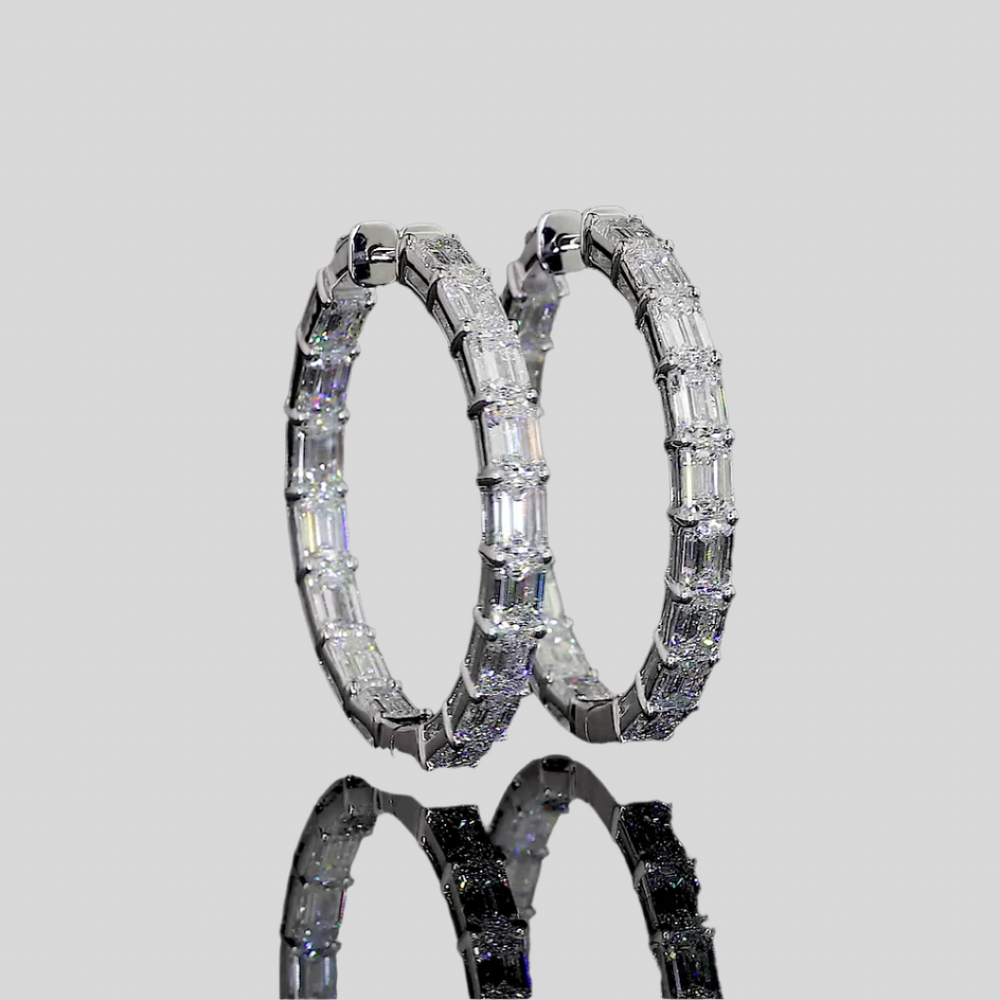 9.86 Carat Diamond Hoop Earrings