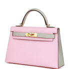 Hermès Kelly II Sellier Mini 20 HSS Rose Sakura and Gris Tourterelle Chevre Mysore Gold Hardware