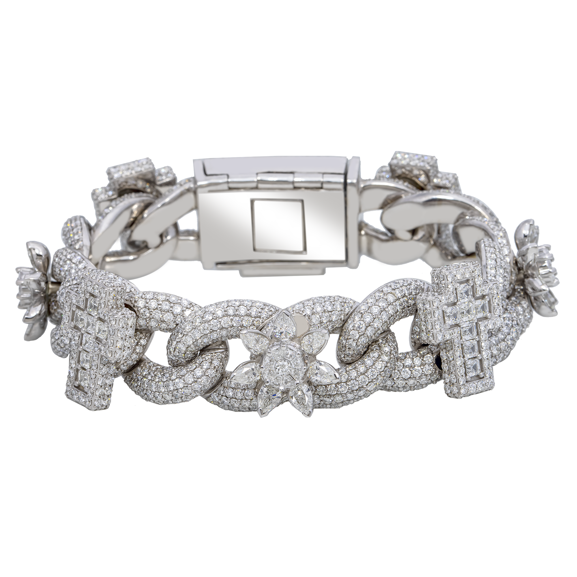 DIAMOND FLOWER CROSS BRACELET - View 2